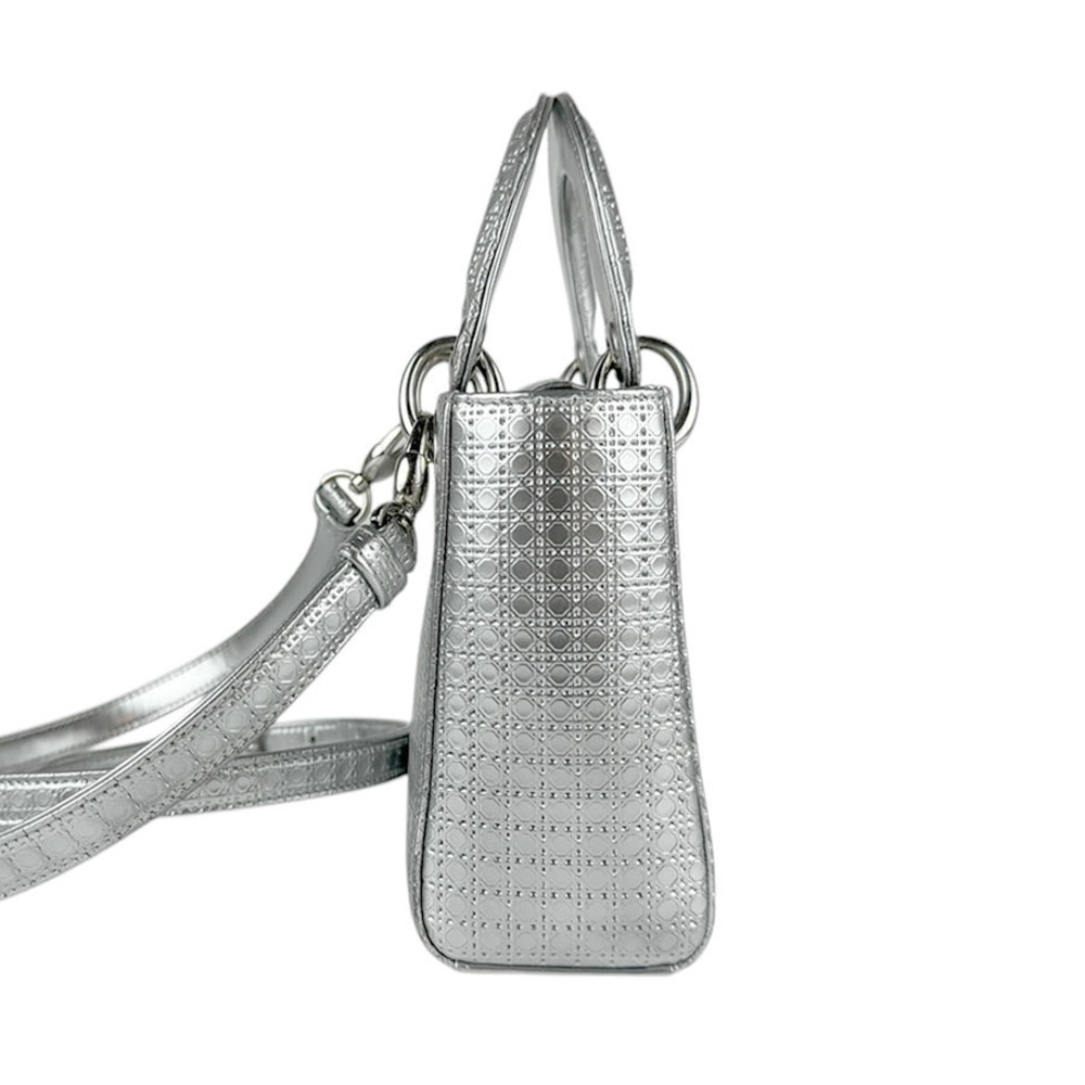 Dior  silver Lady Shoulder Christian leather Bag 2way